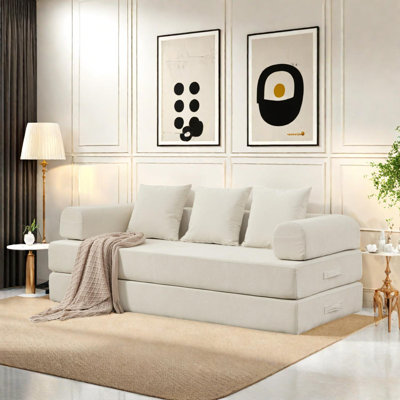 Convertible Folding Mattress Couch with Armrest for Living Room Lounge Studio