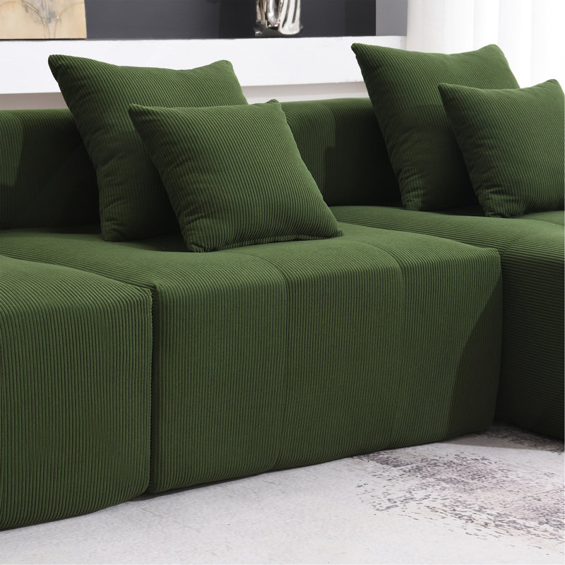 Versatile Modular Sectional Sofa With Premium For Living Room, Green Corduroy