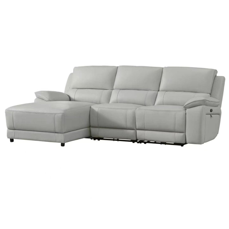 Canapé modulaire inclinable électrique en cuir Carrabelle, Face à la gauche, Cuir véritable fumé