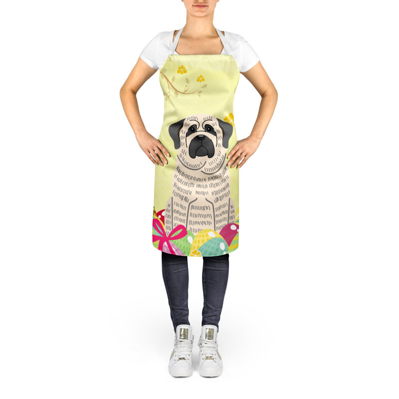 Easter No Pattern Bib Apron, Yellow/Brindle/White, Mastiff Brindle