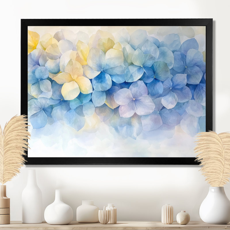 «Abstract Hydrangea Horizon Of Simplicity VI», art mural sur toile, Impression d'un seul cadre photo, Noir, H 12 po x l 20 po