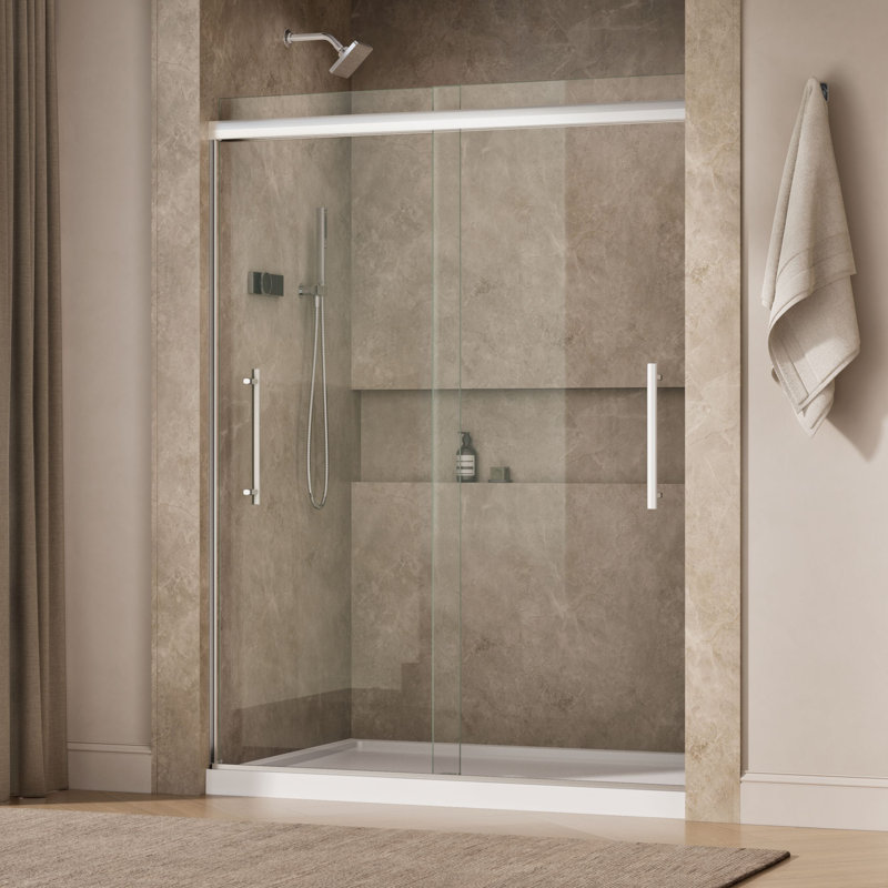 Pleat Frameless Sliding Bath Door, Silver