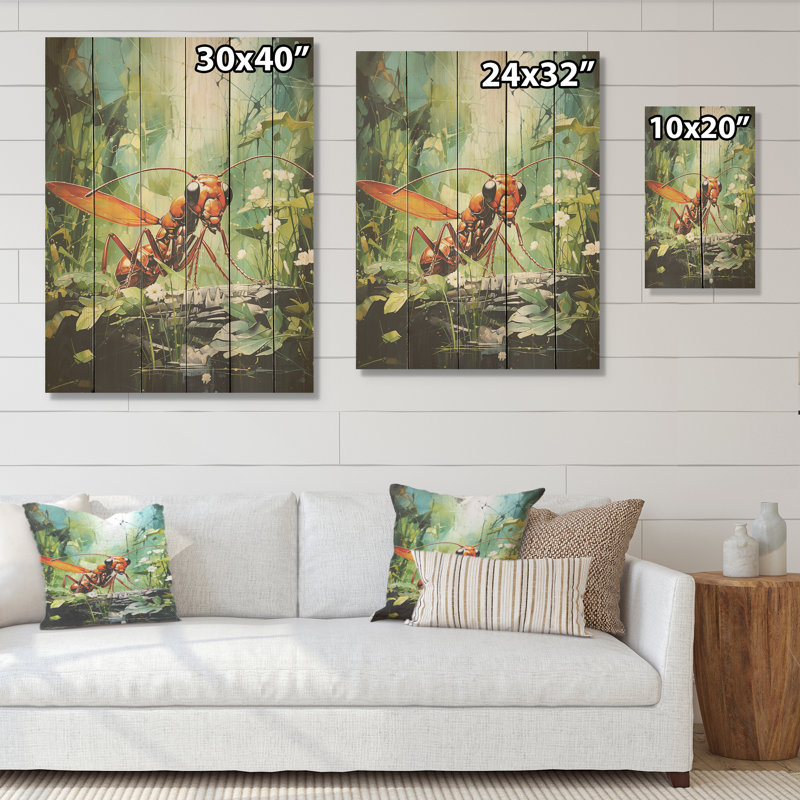 «Verdant Explorer», art mural sur bois de pin naturel, H 20 po x l 10 po