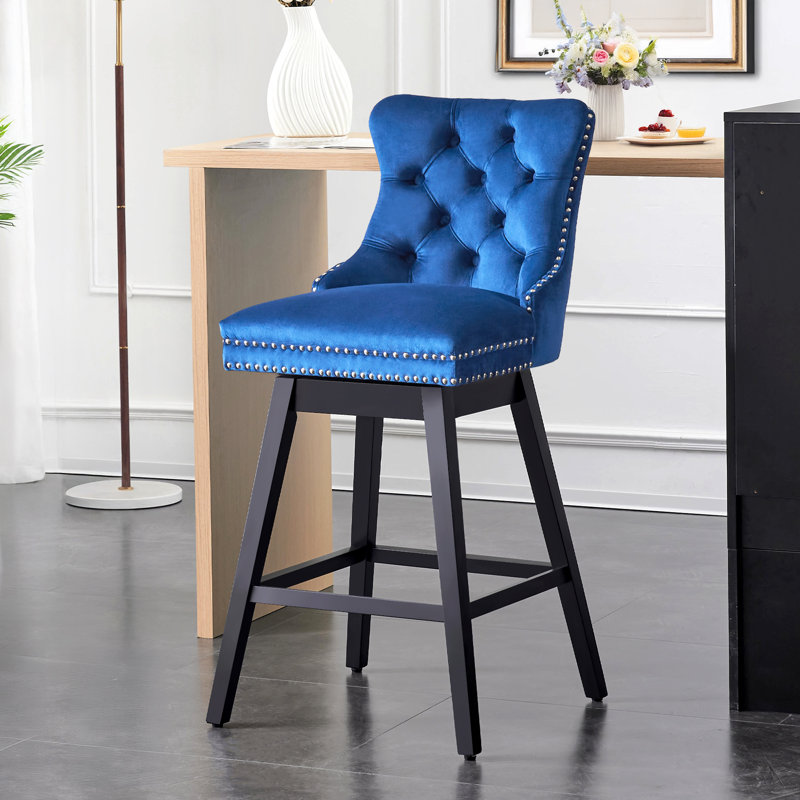 Solid wood swivel stool, Tabouret de bar (siège d'une hauteur de 30 po), Noir, noir, noir, noir