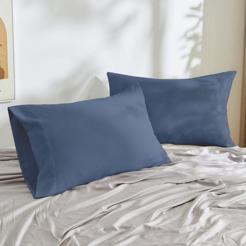Soft Twill Microfiber Fabric Pillowcases Set, King Pillowcase, Navy