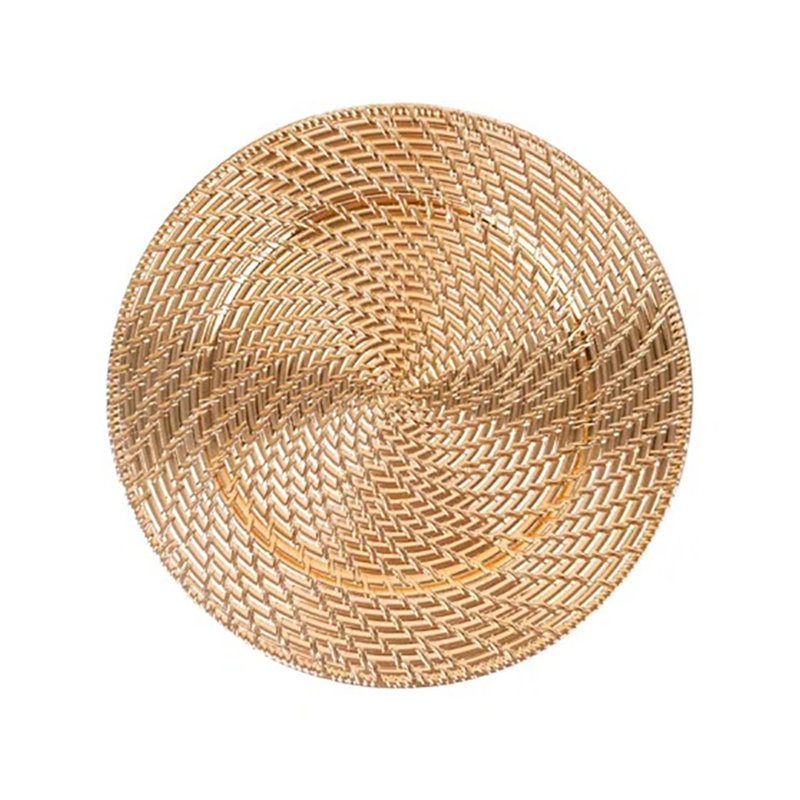 Ensemble de 4 assiettes décoratives plaquées or Aurelie, Doré