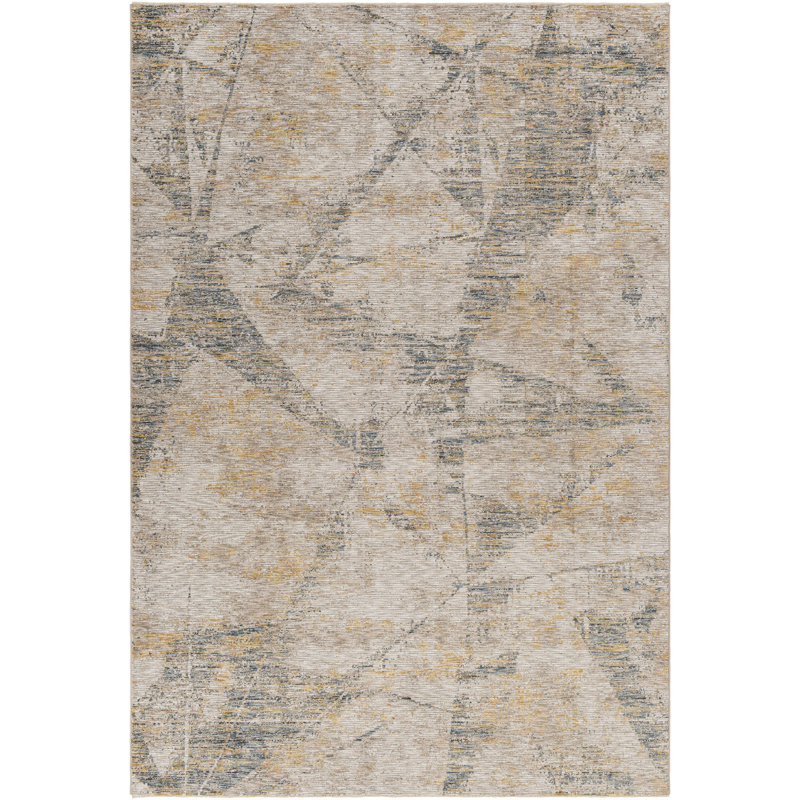 Abstract Machine Woven Polyester Area Rug in Gray, Rectangle 10' x 14'