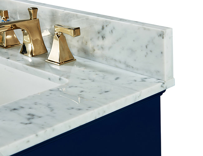 Audrey 60'' W Double Vanity, Gold, White, Carrara White