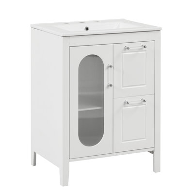 24"" Bathroom Vanity With Sink, Bathroom Vanity Cabinet With Two Drawers And Door, Adjustable Shelf, Solid Wood And MDF -  Red Cloud, ABIN-WF309411AAK