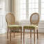 Chaises de salle à manger d'inspiration rétro avec structure en bois massif - dossier en rotin, tissu en lin, ensemble de 2-571921205