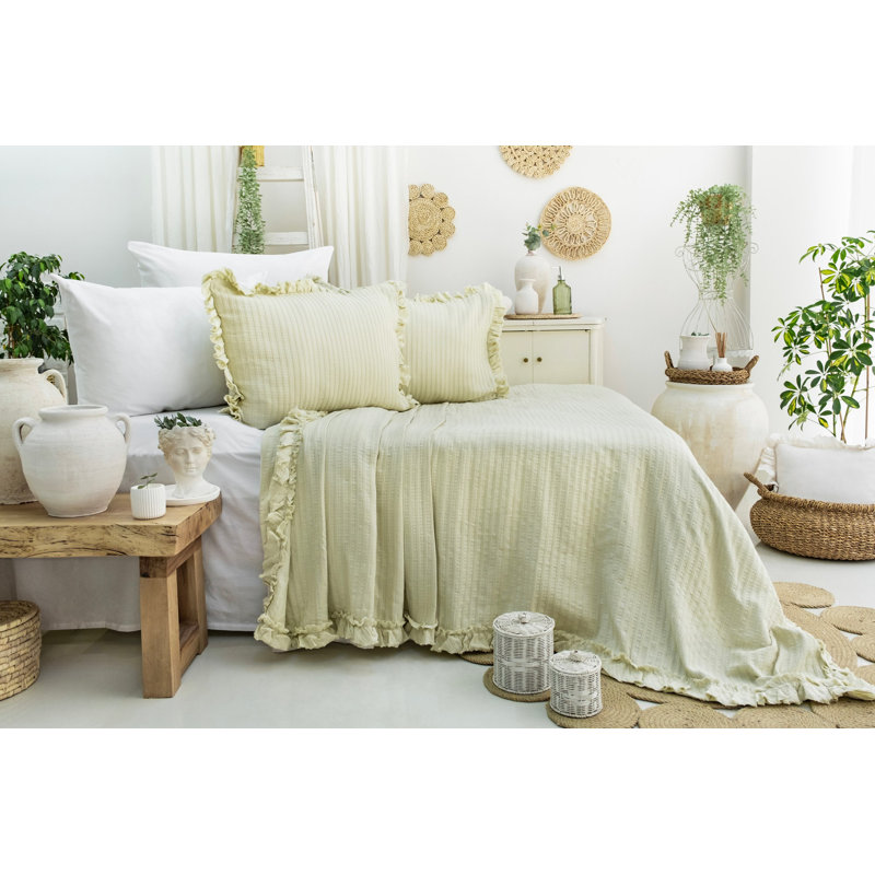 Luxurious 100% Cotton Pique Set, Green | Jacquard Design | Includes 2 Pillowcases (19.7 x 27.6 inches) | Soft, Durable, Machine Washable | Perfect for Elegant Bedding & Home Decor