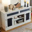 Meuble télé, console télé et média en relief avec espace de rangement ouvert et fermé et porte coulissante-246344138-255927329