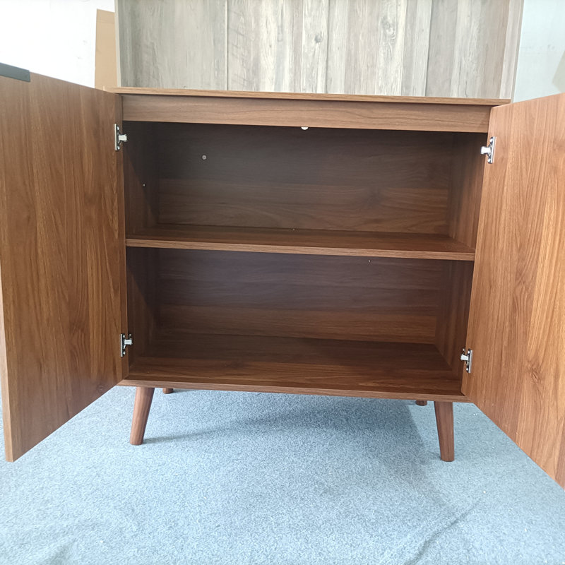 Buffet 31,5 "en bois de noyer de style campagnard avec trombone, armoire à café multi-espaces avec rangement