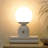 Mila 9.85 in. Mid-Century Modern LED Bedside Table Lamp with Black Marble and Frosted Globe Shade-78049158