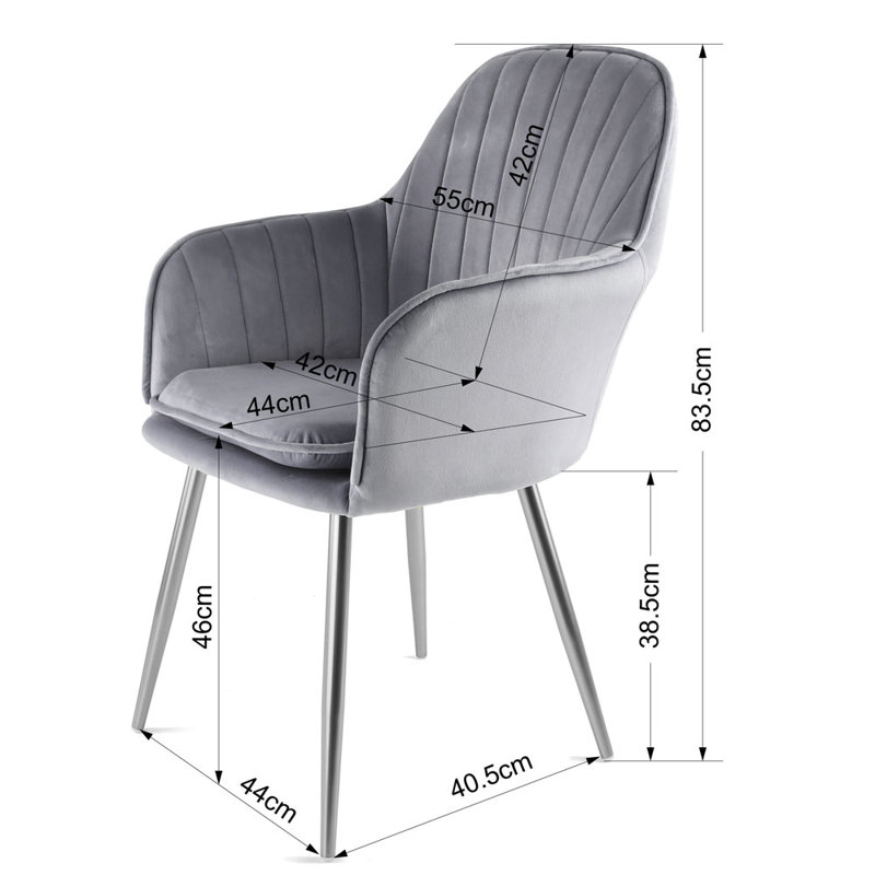 Pugliese Velvet Armchair, Silver, Grey