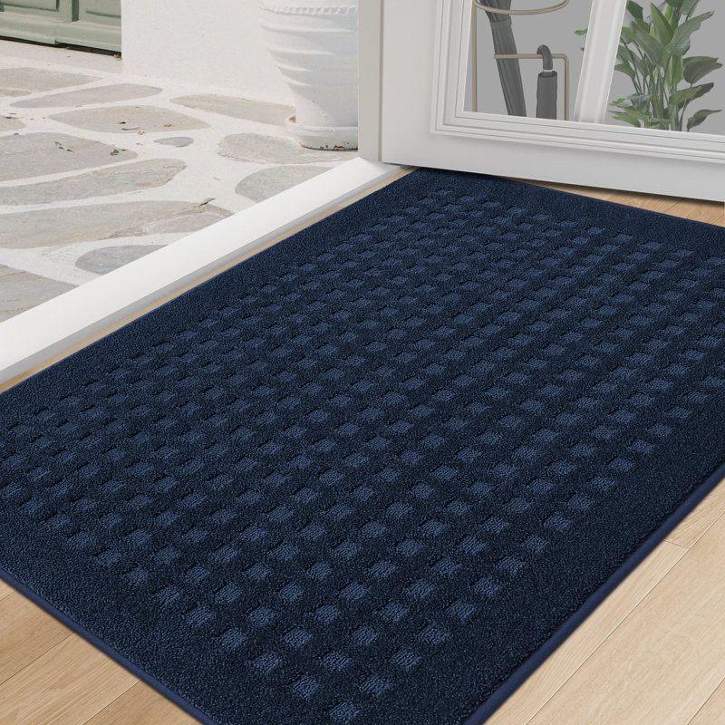Waffle Door Mats Indoor，Super Absorbent Machine Washable Doormat with Non-Slip Backing for Wet Shoes and Dirty Paws