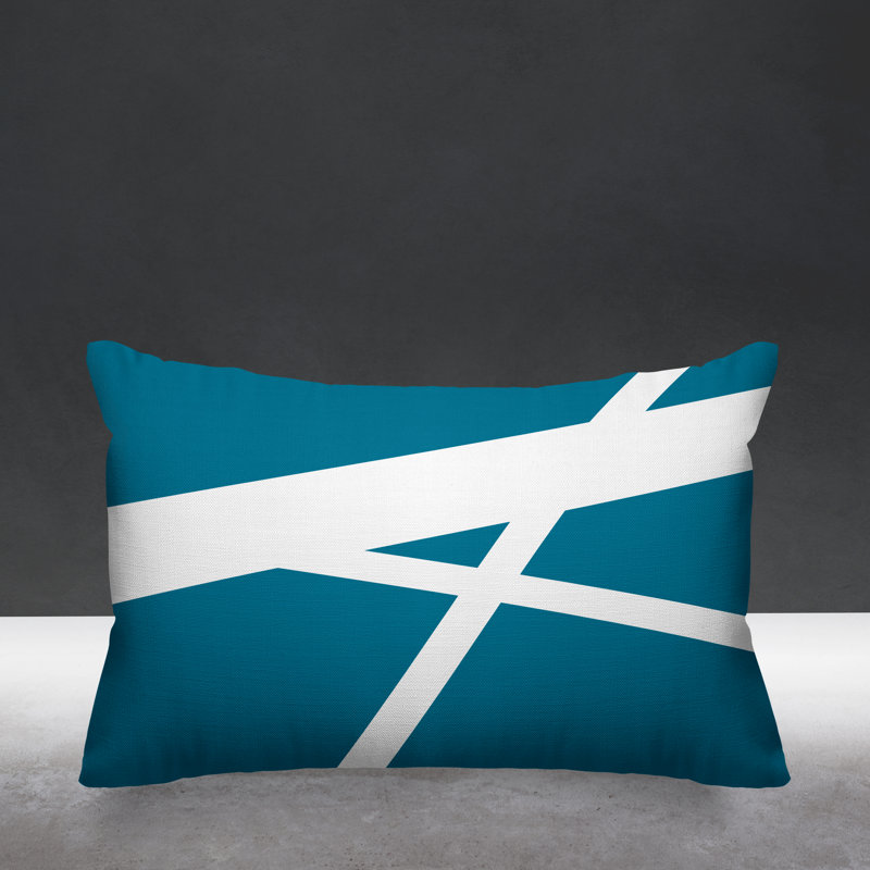 Seward Geometric Diamond Indoor/Outdoor Throw Pillow, Navy Blue