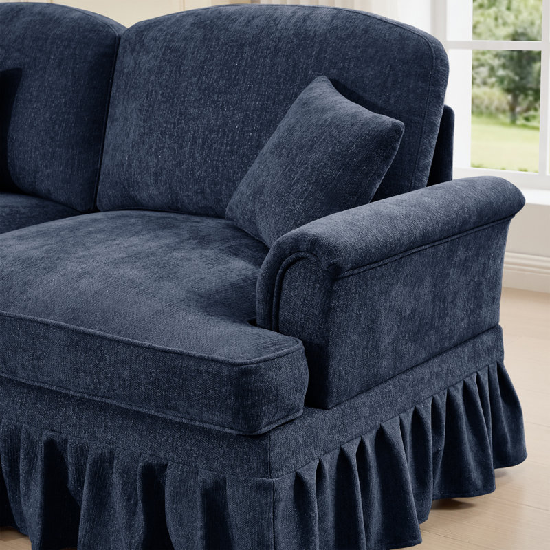 Élégant canapé deux places surdimensionné Mid-Century, Bleu