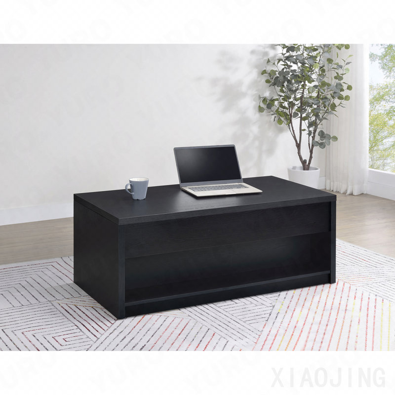 Table basse à plateau relevable noir avec deux tiroirs