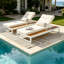 Chaise longue simple avec coussin résistant à l'eau pour le patio près de la piscine