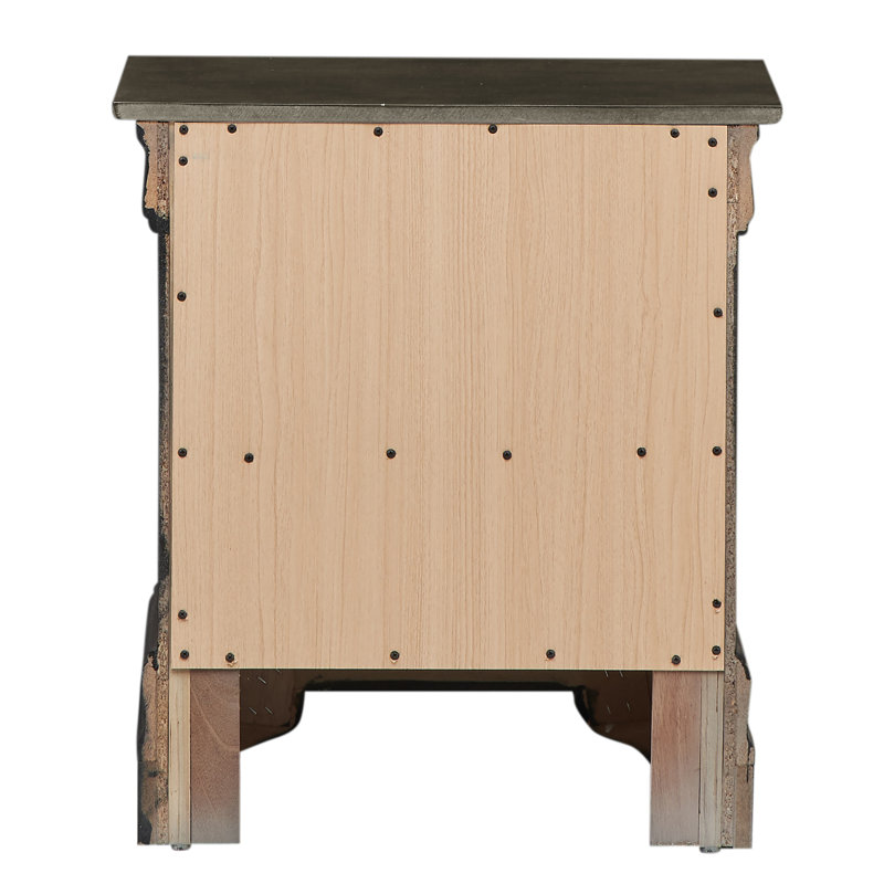 Table de chevet 2 tiroirs LouisPhillipe, gris, Gris