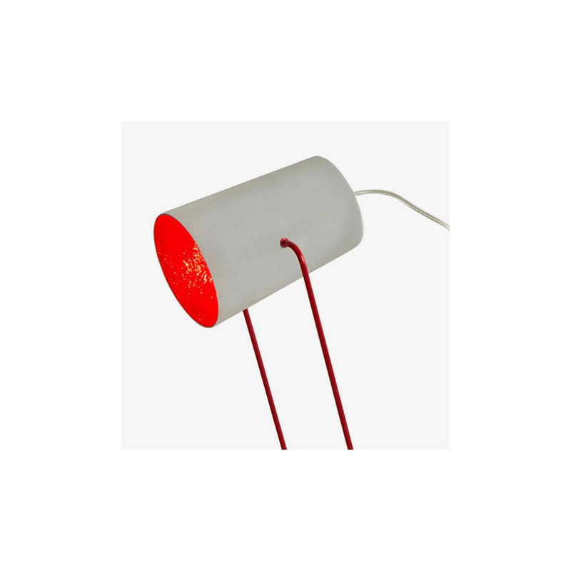 Metal Table Lamp, Grey/Red