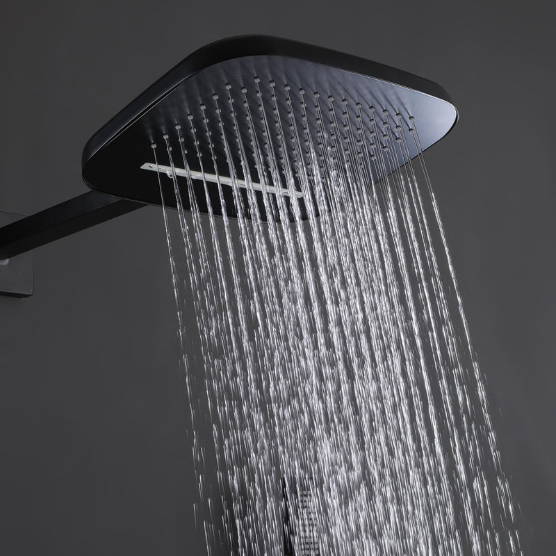 Complete Shower System with Rain Shower Heads, Matte Black