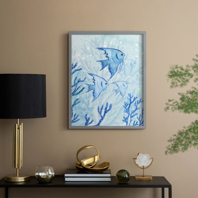 «Angel Fish I», reproduction encadrée - bois massif