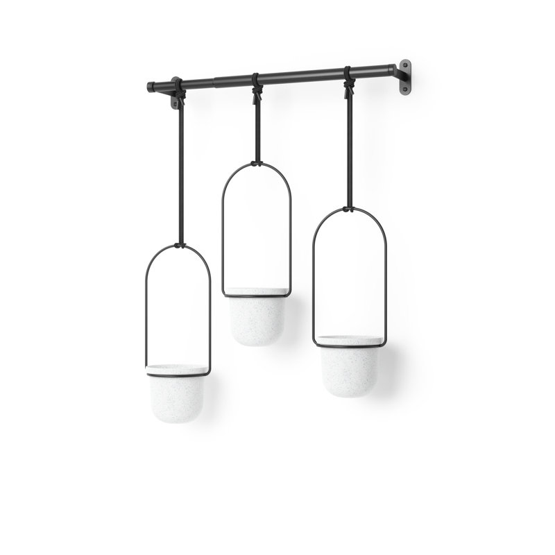 Triflora Adjustable White/Black Indoor Hanging Planter