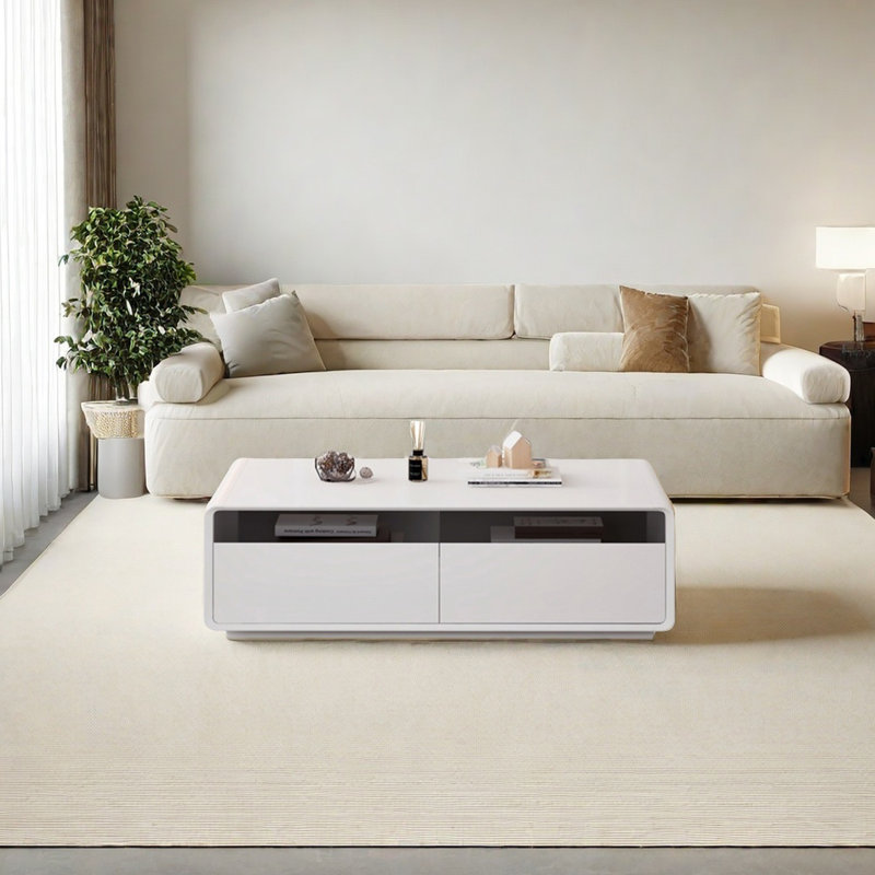 Table basse Modern, H 16,53 po x L 47,24 po x l 23,62 po, Blanc