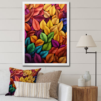 Rouge coloré et feuilles d'automne jaunes - art mural feuilles