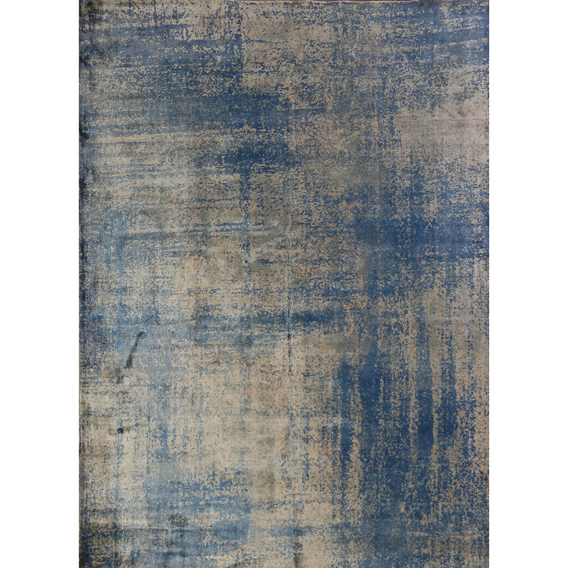 Tapis indien contemporain en laine 6x8