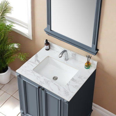 Comptoir de meuble-lavabo pour salle de bain - 31 po. X 22 po. Pierre blanche en céramique frittée pour salle de bain moderne