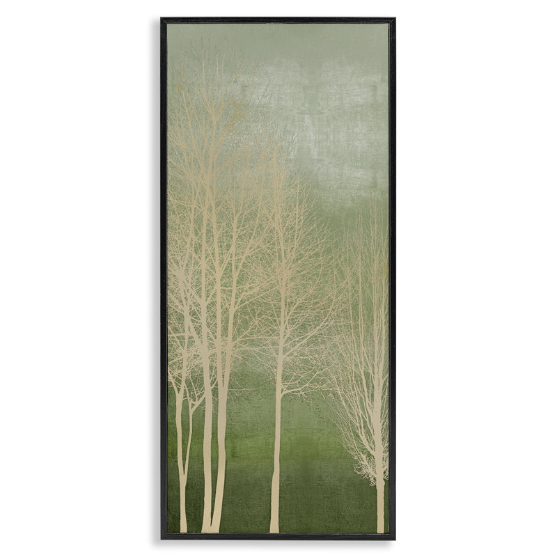 Subtle Ombre & Tree Framed Giclee, design by Kate Bennett, 24" H x 10" W, Midnight Black Framed Giclee