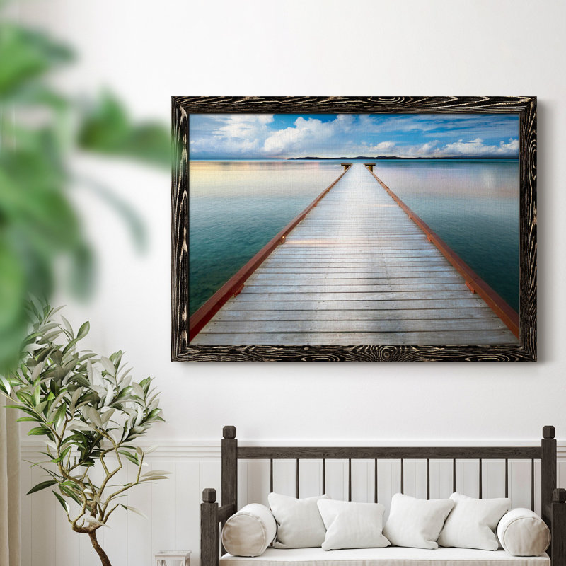 Long View Pier - Photographie de cadre photo sur toile, Noir, H 31,5 po x l 23,5 po x P 1,5 po