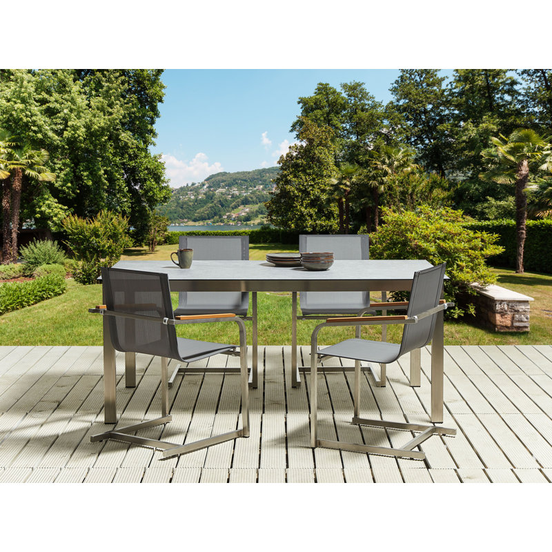 Cloise 4 - Person Patio Dining Set Rectangular Table, Gray