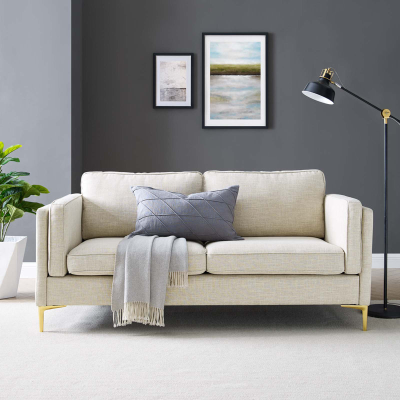 Kaiya Fabric Sofa, Beige Polyester Blend