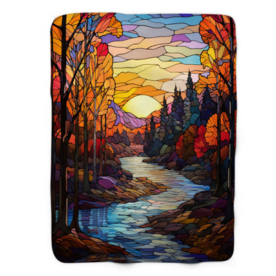 Feuilles d'automne colorées - couverture Sherpa de qualité supérieure 1 pièce