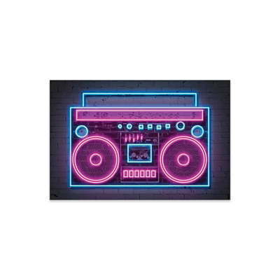 Boombox Neon by Octavian Mielu - Unframed Graphic Art