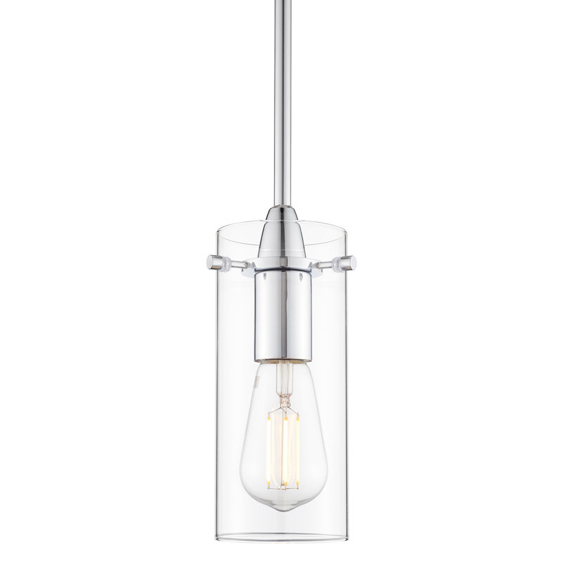 Luminaire suspendu cylindrique à 1 lumière Angelina, Small Shade, Clear, Polished Chrome