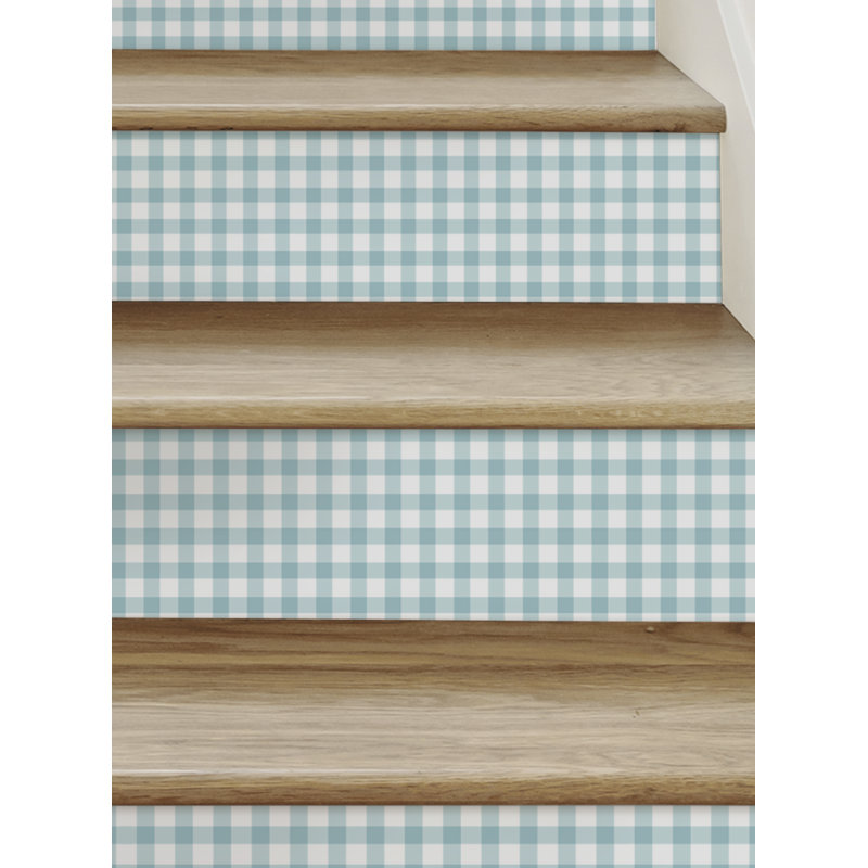 Bandes d'escalier à carreaux Gingham, H 7 po x l 48 po, Bleu