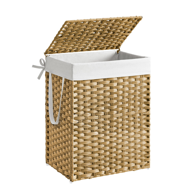 Laundry Basket with Handles, Yellow, 60cm H x 46cm W x 33cm D