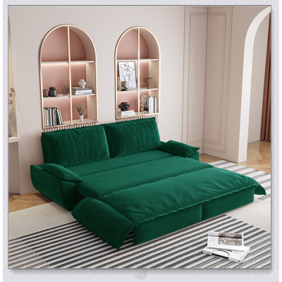 73.2 Inch Queen Size Pull Out Sofa Bed, 3-In-1 Convertible Sleeper, Multi-Functional Velvet Loveseat For Modern Living