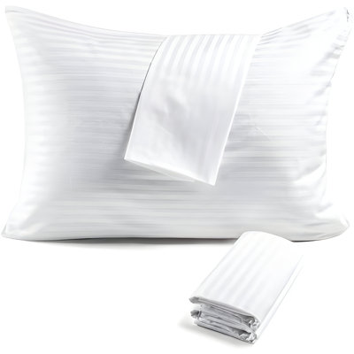 400TC Sateen Cotton Stripe Zippered Pillowcases (Set Of 2)