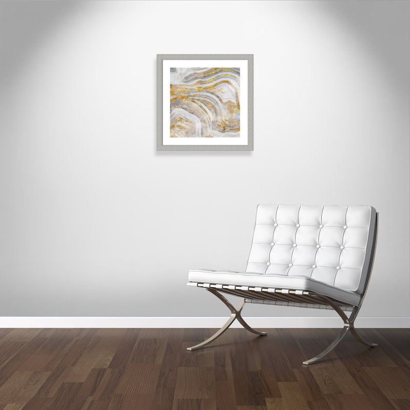 Agate Allure I - peinture encadrée, Encadrement argent brossé, H 25 po x l 25 po x P 1,25 po