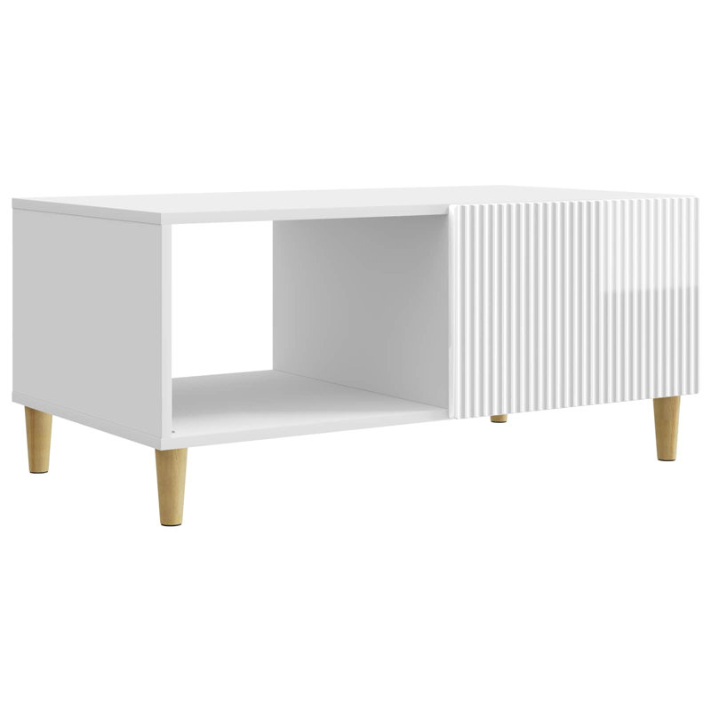 Coffee Table with Storage, 40cm H x 90cm L x 50cm W, High Gloss White