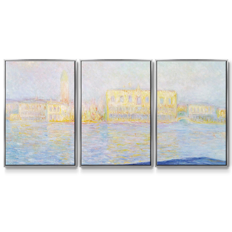 Le palais des Doges vu de San Giorgio Majeur, 1908 01 - Toile encadrée multi-pièces, Argent, H 24 po x l 48 po x P 2 po
