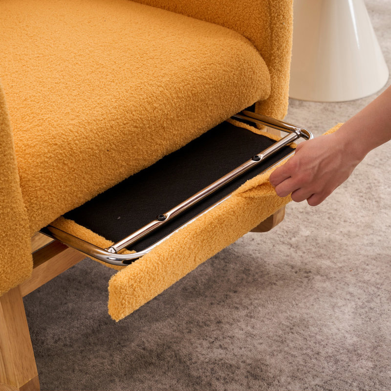 Chaise berçante d'appoint avec repose-pieds à haut dossier en bois d'hévéa LY-5104, Jaune