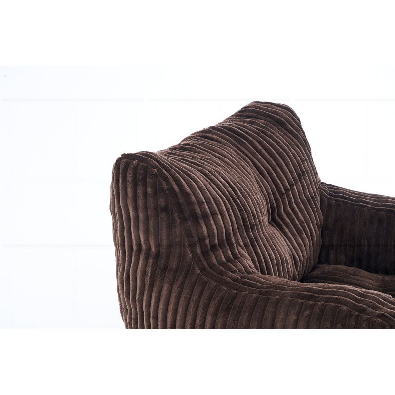Soft Fluffy Corduroy Fabric Bean Bag Chair Filled With Memory Sponge, Brown Corduroy