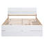 Structure de lit double avec lit gigogne simple et 2 tiroirs au fini blanc ultrabrillant